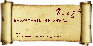 Kovácsik Ádám névjegykártya