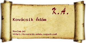 Kovácsik Ádám névjegykártya